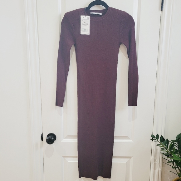 ZARA SHOULDER PAD KNIT DRESS, size small - Picture 2 of 13